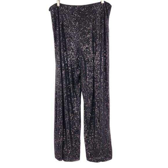 NWT The Limited Black Sequin Wide Leg Pants Size 16 Holiday Glam Sequence - Picture 2 of 7